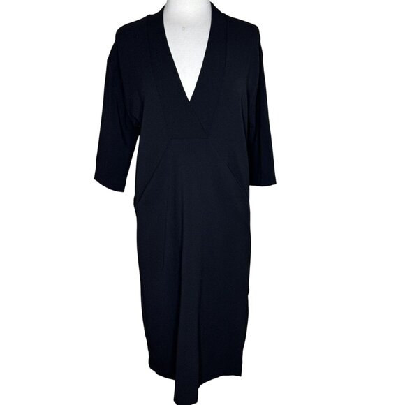 NWT Silence + Noise Black Crepe V-Neck Drop Waist Tunic Dress, Size Medium - Picture 1 of 12